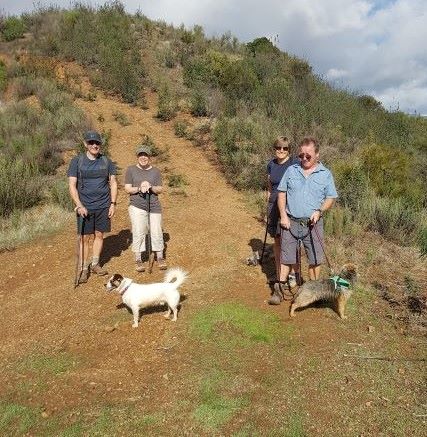 The first group headed out with Linda and a mix of dogs.