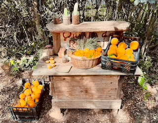An honour system fruit stand, but no buyers on our side.