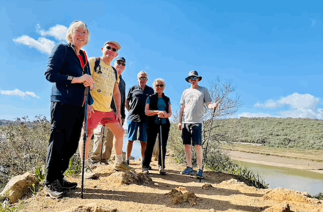 The elite walking party at the confluence of the rivers.