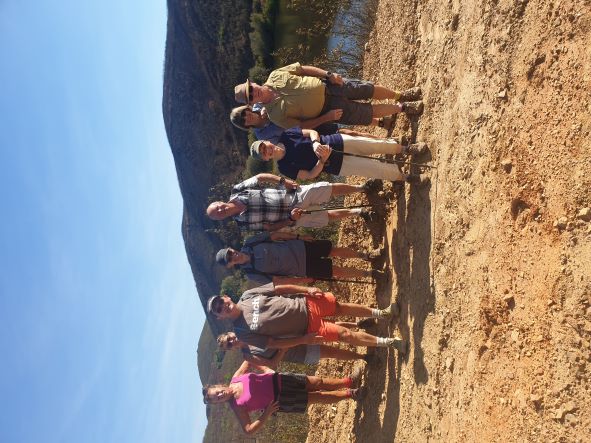 Just 9 of us for the walk as it was too hot for the dogs.  The paths were very dry and we saw the damage caused by the fire in the summer.