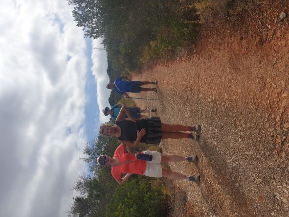 As it was much cooler than normal we did the longer version up the big hill, 9.5kms.