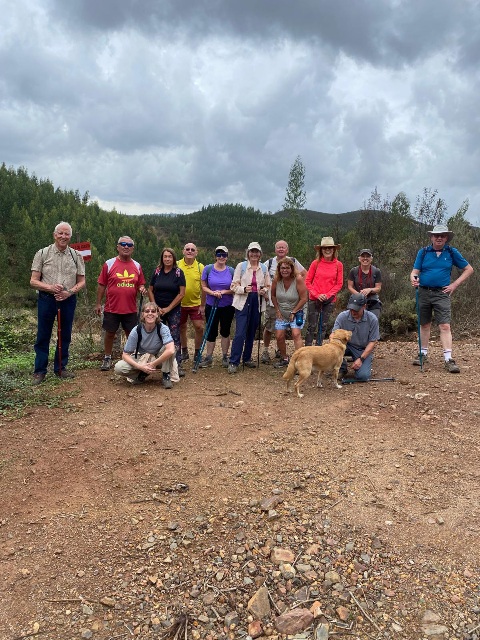 14 walkers and 2 dogs and no rain.